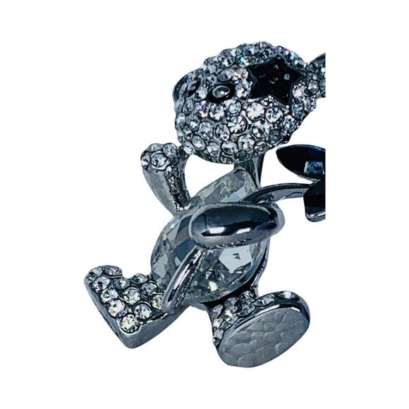 Swarovski Crystal Teddy Bear Brooch Pin 1.5" Whimsical Star Eye Shimmering - Picture 5 of 12
